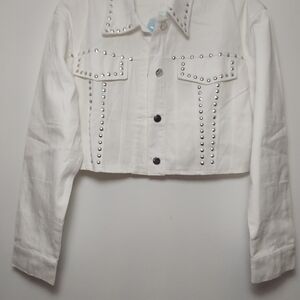 Studded White Denim Jacket